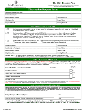 3121 Premier Plan Distribution Request Form