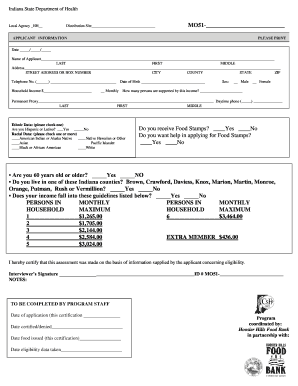 Indiana CSFP Eligibility Certification Form