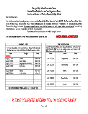 Georgia High School Graduation Test Registration Form
