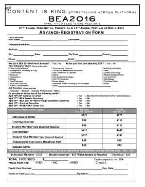 BEA 2016 Annual Convention Registration Form