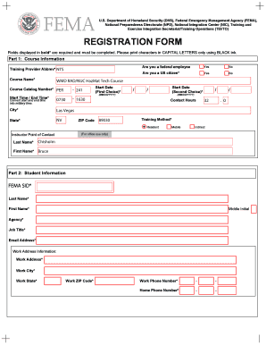 FEMA Training Registration Form