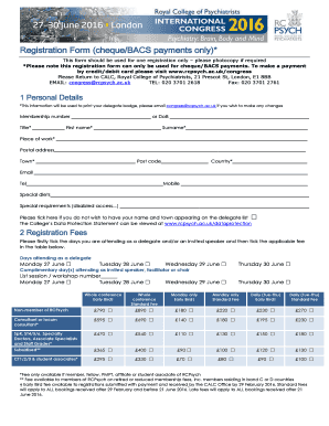 Royal College of Psychiatrists Registration Form