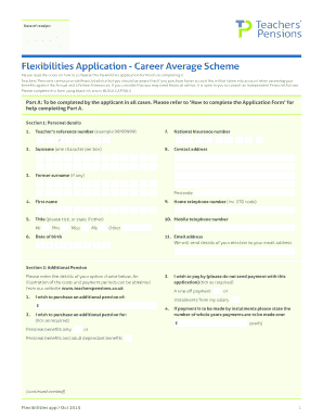 Flexibilities Application - Career Average Scheme