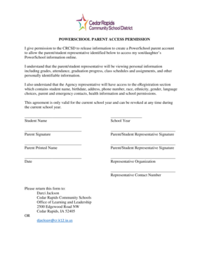 PowerSchool Parent Access Permission Form