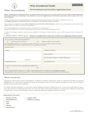 UK Stocks and Shares ISA Application Form