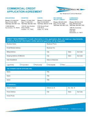 Commercial Credit Application Agreement