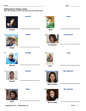 Spanish Names Spelling Quiz
