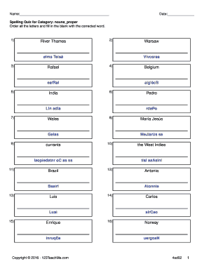 Spelling Quiz for Category nounsproper