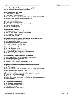 Sentence Match Quiz for Category: hacer_make_do_1