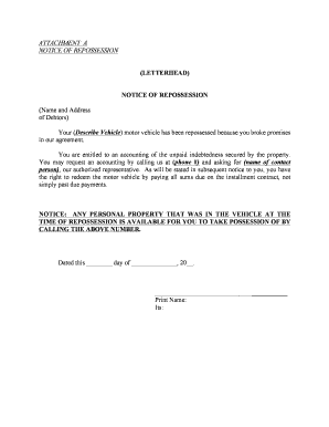 Notice of Repossession
