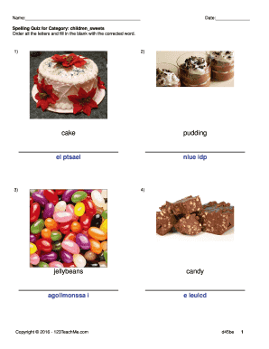Prueba de ortografía de dulces para niños