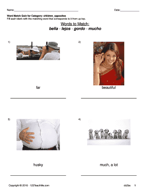 Children Opposites Word Match Quiz