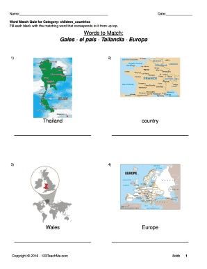 Children Countries Word Match Quiz