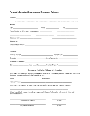 Emergency Release of Information Form