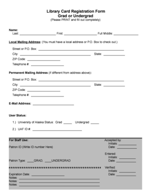 GNOSIS Library Card Registration Form - library uaf