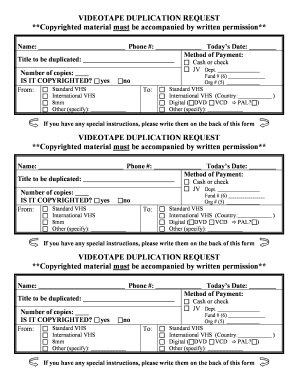 Videotape Duplication Request Form