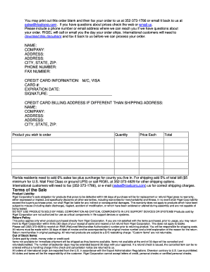 Rigel Corporation Order Form