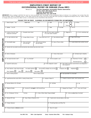 New Hampshire Employer’s First Report of Occupational Injury or Disease