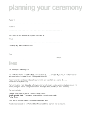 Cumbria Ceremony Planner
