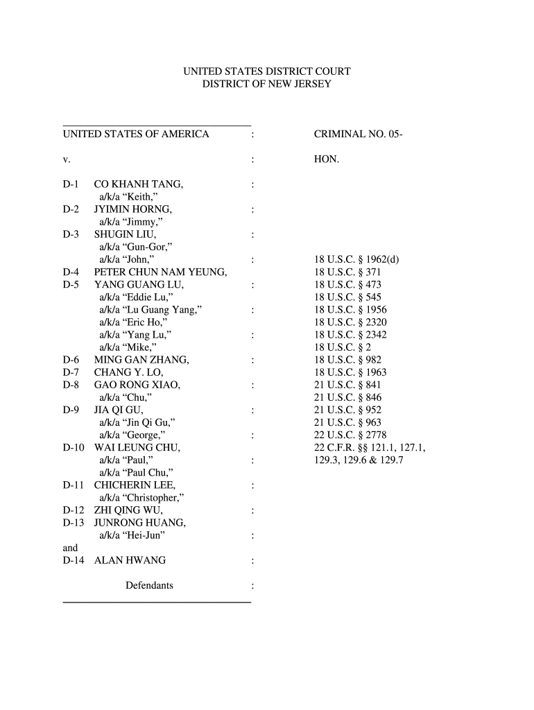 Indictment - Co Khanh Tang, et al. Preview on Page 1