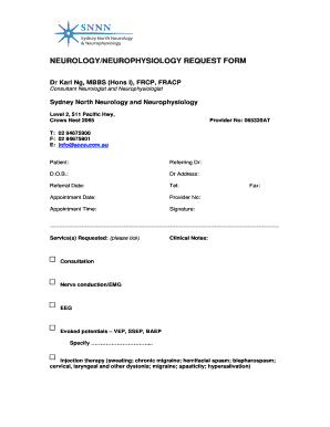 Neurology Neurophysiology Request Form