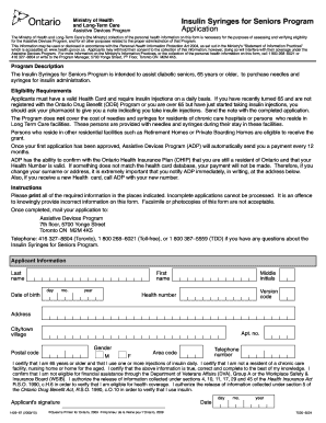 Ontario Insulin Syringes for Seniors Program Application