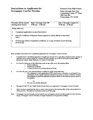 New York Newspaper Carrier Permit Application