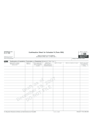 Schedule N-1 (Form 990) Continuation Sheet