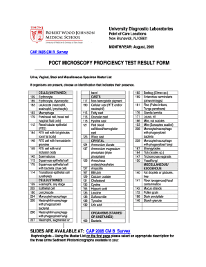 POCT Microscopy Proficiency Test Result Form