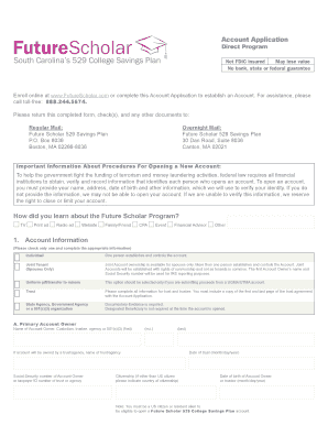 FutureScholar 529 College Savings Plan Account Application
