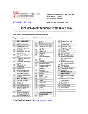 POCT Microscopy Proficiency Test Result Form