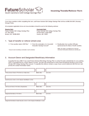 Future Scholar 529 College Savings Plan Transfer Form