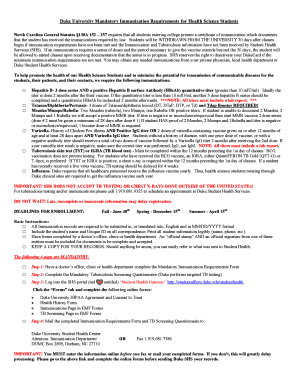 Duke University Health Science Student Immunization Form