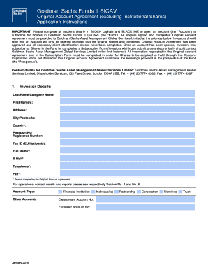 Goldman Sachs Fund II SICAV Original Account Agreement