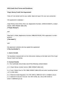 NCA Credit Card Terms and Conditions Virgin Money Credit Card - southafrica
