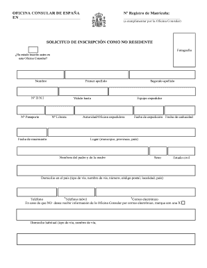 Solicitud de Inscripción en el Registro de Matrícula Consular de España