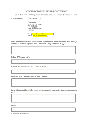 MODELO DE FORMULARIO DE DESISTIMIENTO