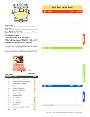 Pokémon Deck Registration Sheet
