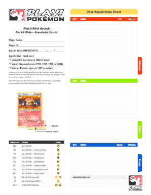 Pokémon TCG Deck Registration Sheet