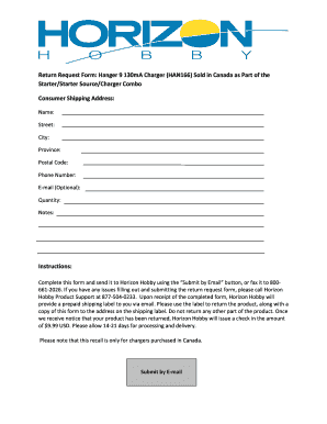 Horizon Hobby Return Request Form