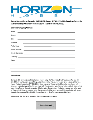 Dynamite Charger Return Request Form
