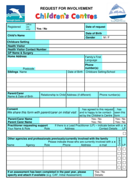 Request for Involvement Form