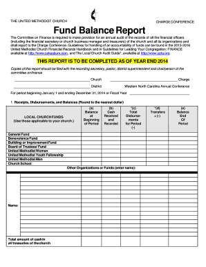 United Methodist Church Fund Balance Report