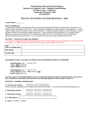 Maryland Dental Hygienist License Renewal