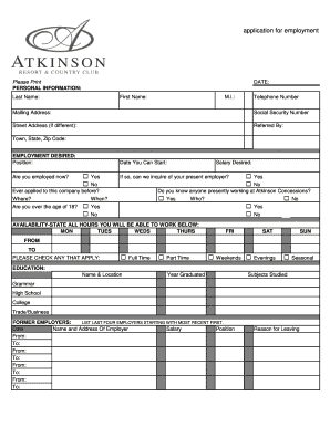 Employment Application Form