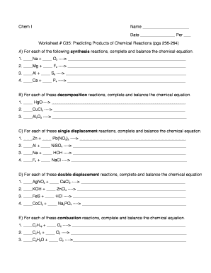 Chemistry Worksheet C35