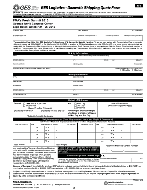 GES Logistics Domestic Shipping Quote Form R-8