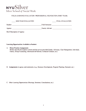 Field Learning Evaluation Form