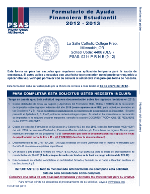 Formulario de Ayuda Financiera Estudiantil