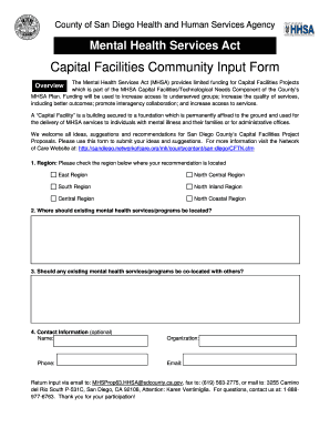Mental Health Services Act Capital Facilities Community Input Form